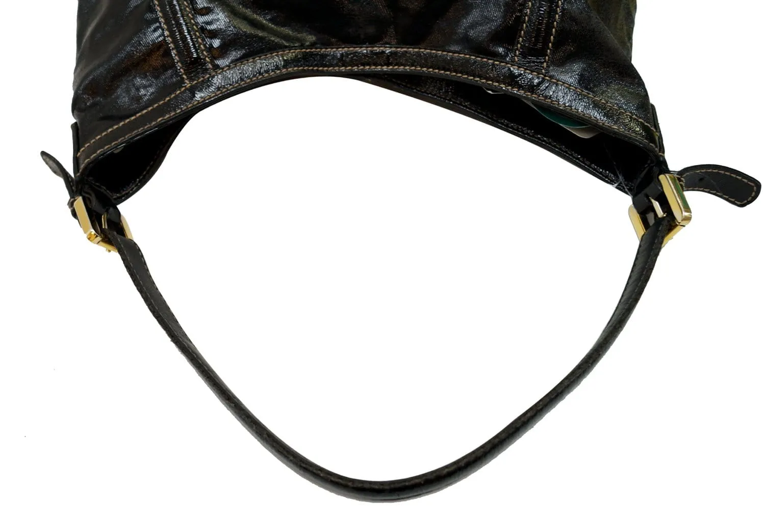 GUCCI Patent Leather Black Medium Britt Hobo Bag