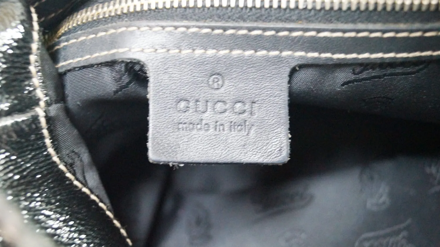 GUCCI Patent Leather Black Medium Britt Hobo Bag