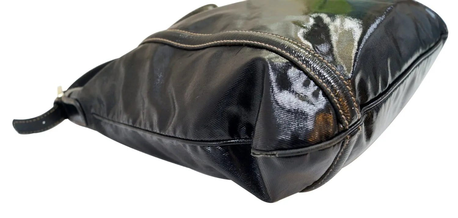 GUCCI Patent Leather Black Medium Britt Hobo Bag