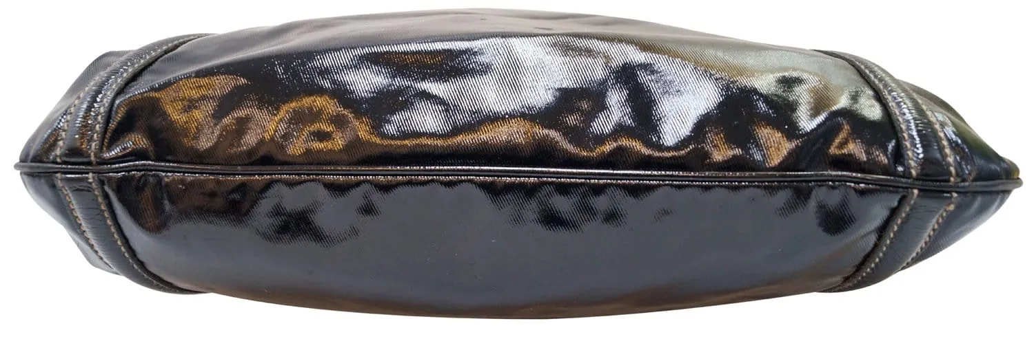GUCCI Patent Leather Black Medium Britt Hobo Bag