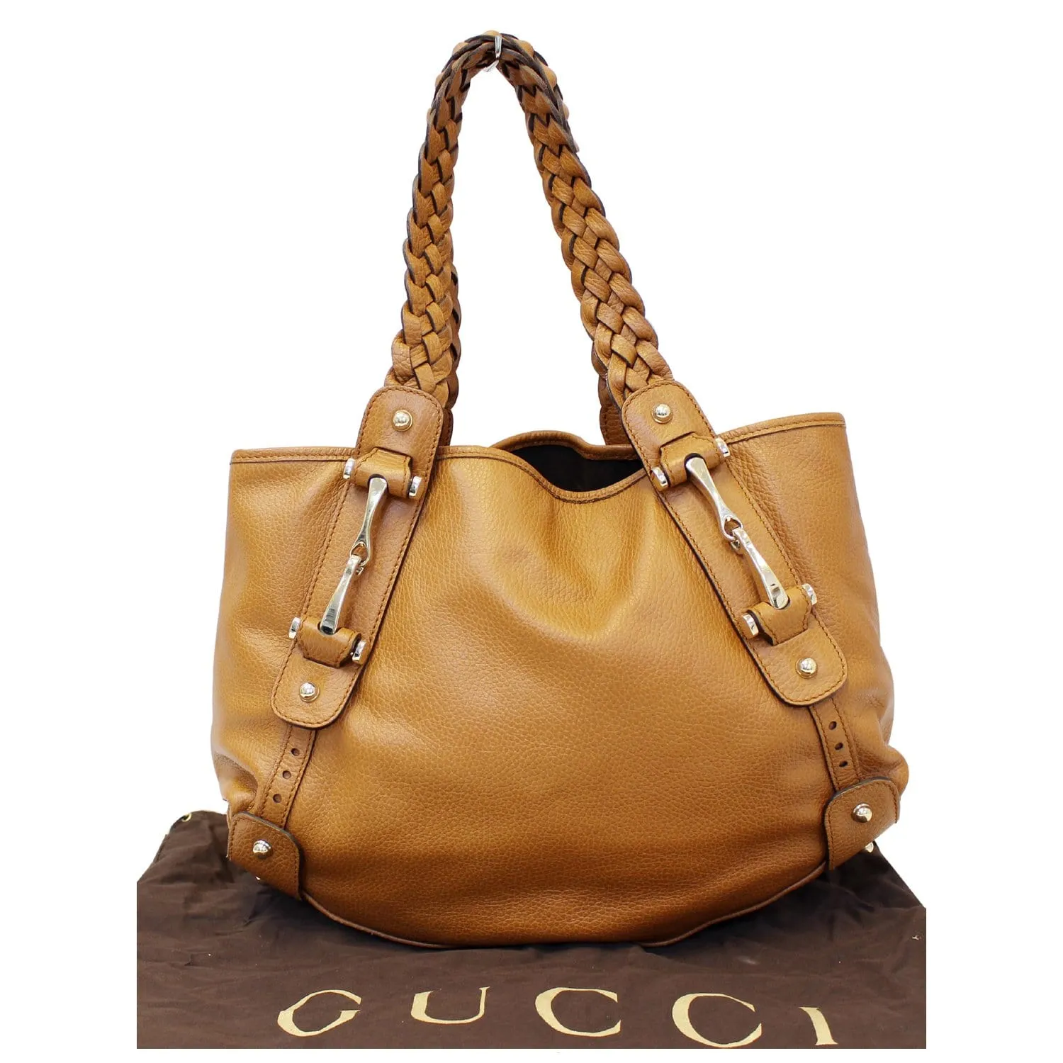 GUCCI Pelham Brown Leather Hobo Bag 336654