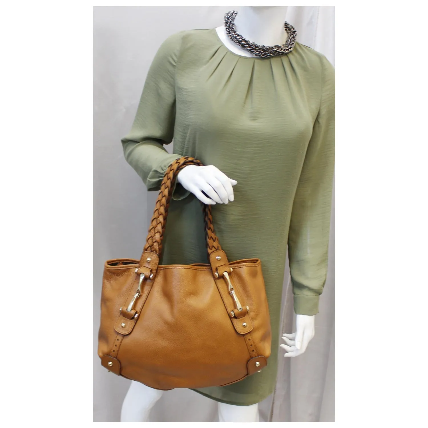 GUCCI Pelham Brown Leather Hobo Bag 336654