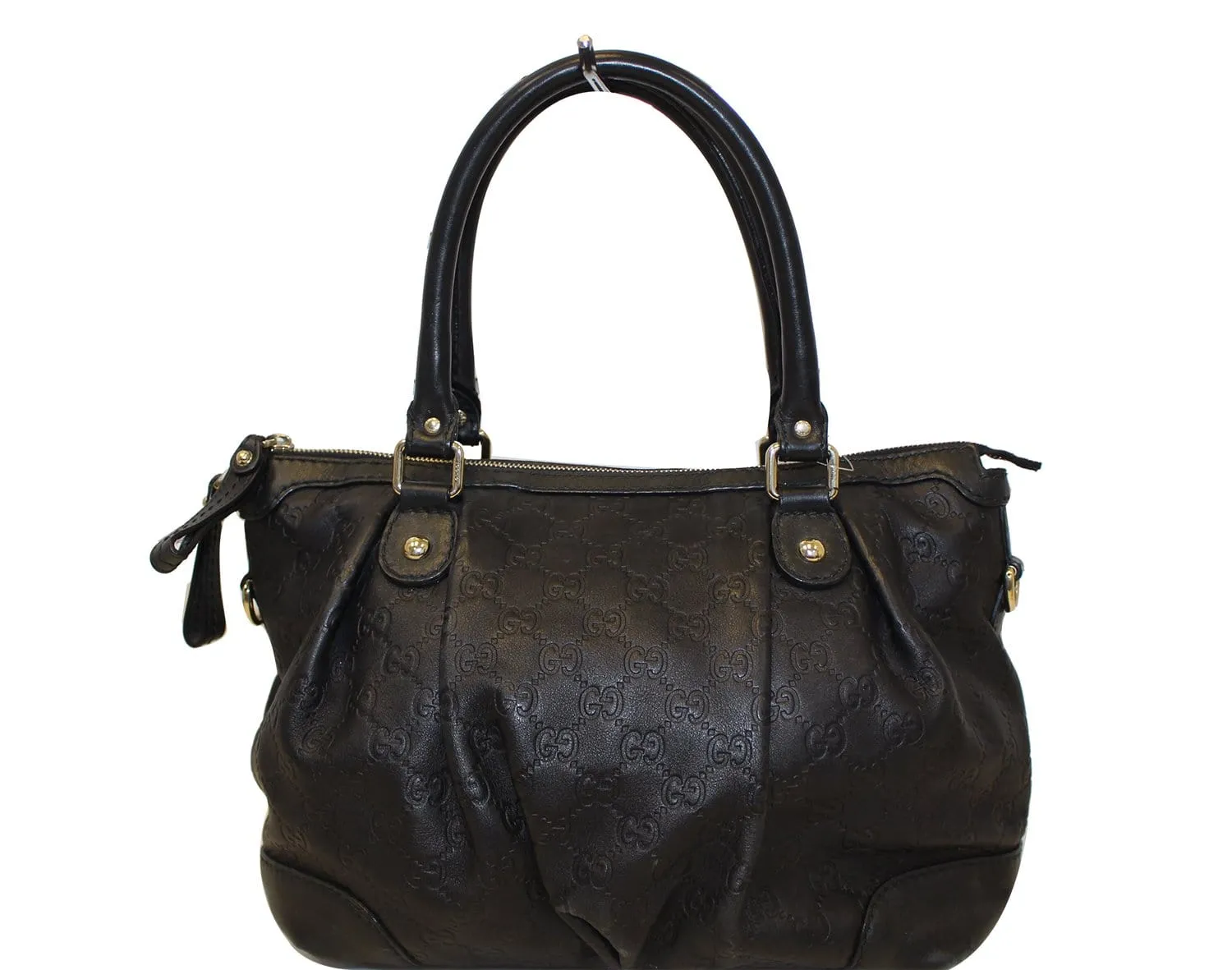 GUCCI Sukey Guccissima Top Handle Black Satchel Bag