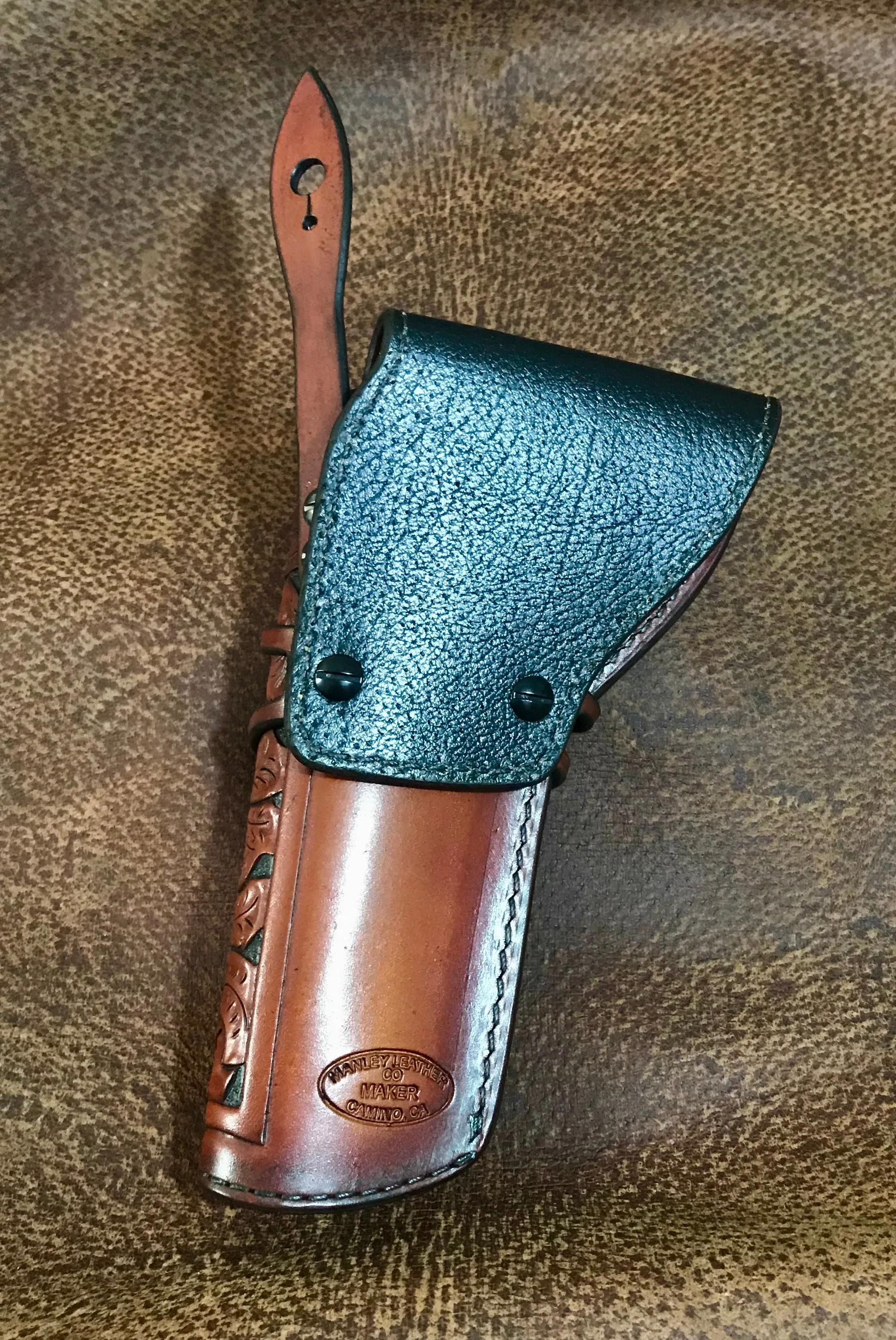 Hand Tooled Leather Holster for Colt SAA, Ruger Vaquero 5 1/2"