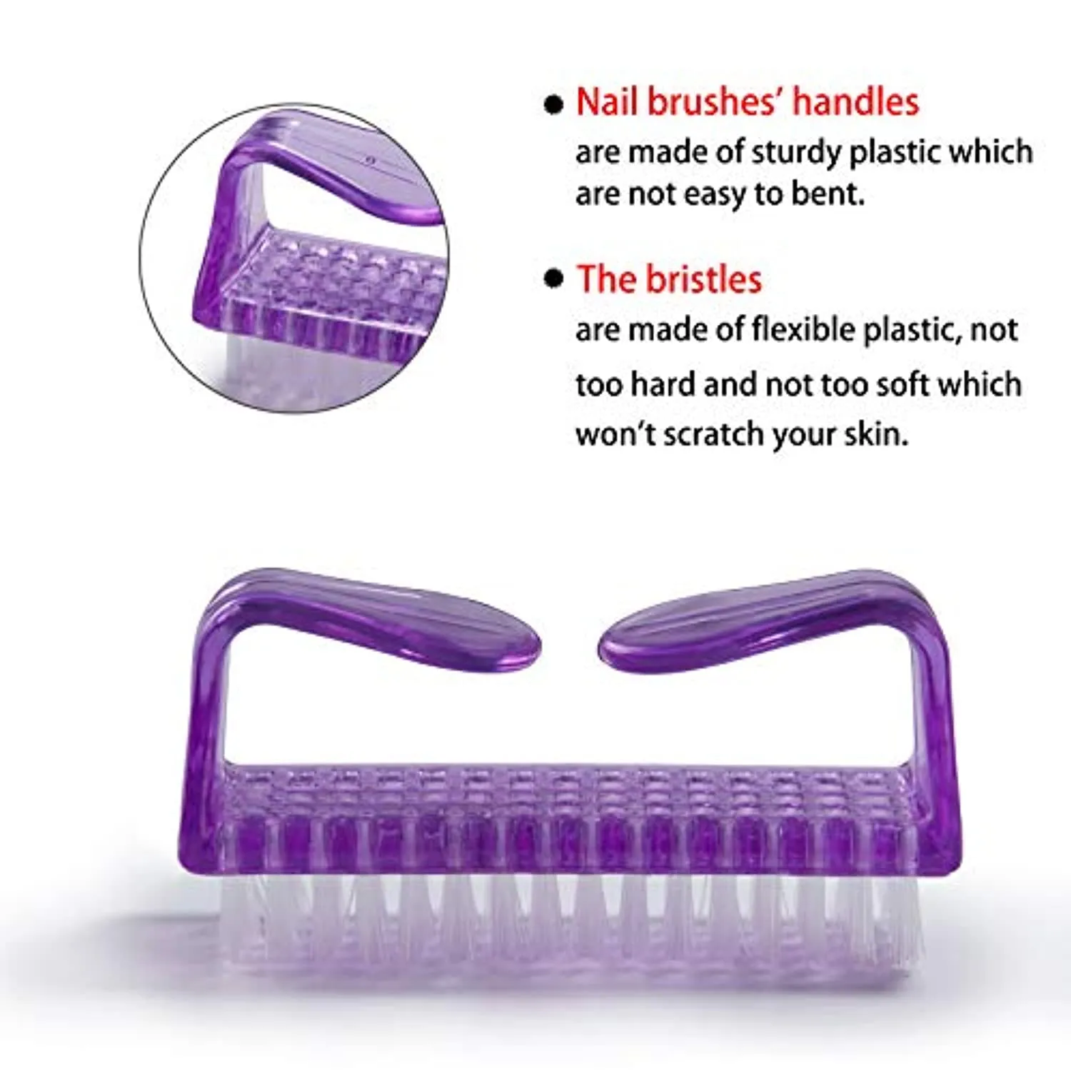 Handle Grip Nail Brush, Hand Fingernail Scrub Cleaning Brushes for Toes and Nails Cleaner, Pedicure Scrubbing tool kit for Men and Women 10 Pack (Multicolor)