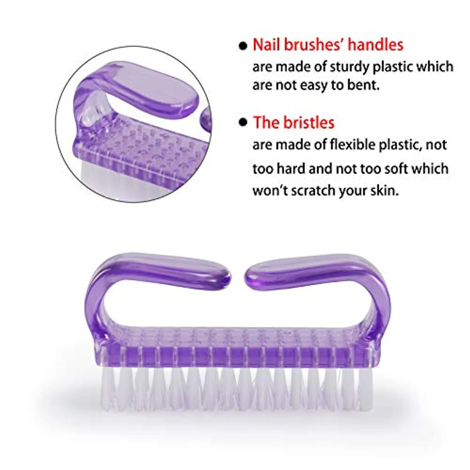 Handle Grip Nail Brush, Hand Fingernail Scrub Cleaning Brushes for Toes and Nails Cleaner, Pedicure Scrubbing tool kit for Men and Women 6 Pack (Multicolor)