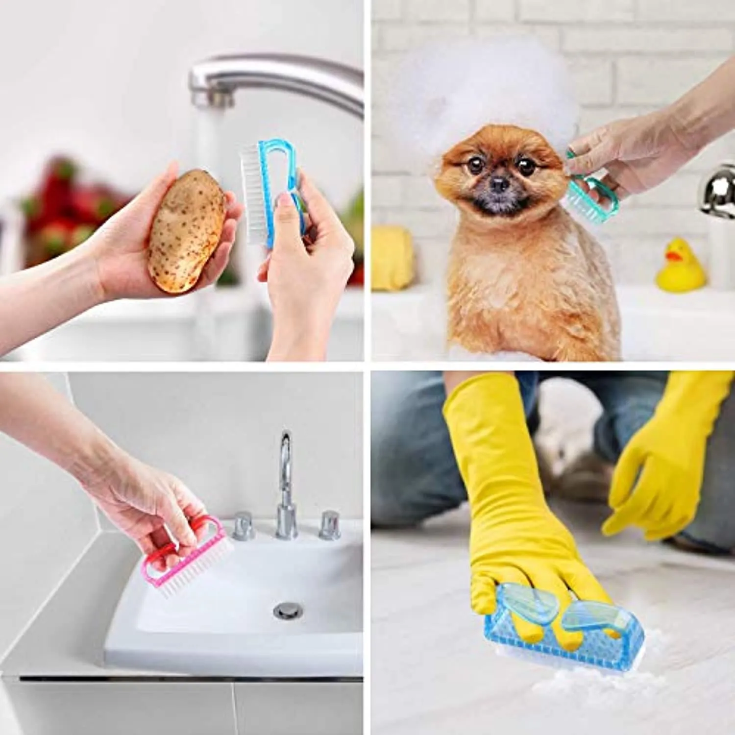 Handle Grip Nail Brush, Hand Fingernail Scrub Cleaning Brushes for Toes and Nails Cleaner, Pedicure Scrubbing tool kit for Men and Women 6 Pack (Multicolor)