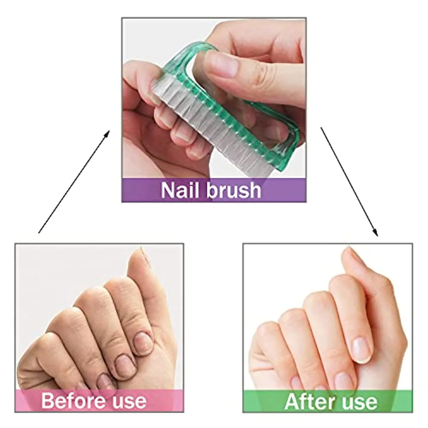 Handle Grip Nail Brush, Hand Fingernail Scrub Cleaning Brushes for Toes and Nails Cleaner, Pedicure Scrubbing tool kit for Men and Women 6 Pack (Multicolor)