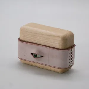 Handmade Pink Leather Wood AirPods Pro Case with Eye Custom Leather AirPods Pro Case Airpod Case Cover