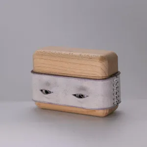 Handmade Purple Leather Wood AirPods Pro Case with Eyes Custom Leather AirPods Pro Case Airpod Case Cover