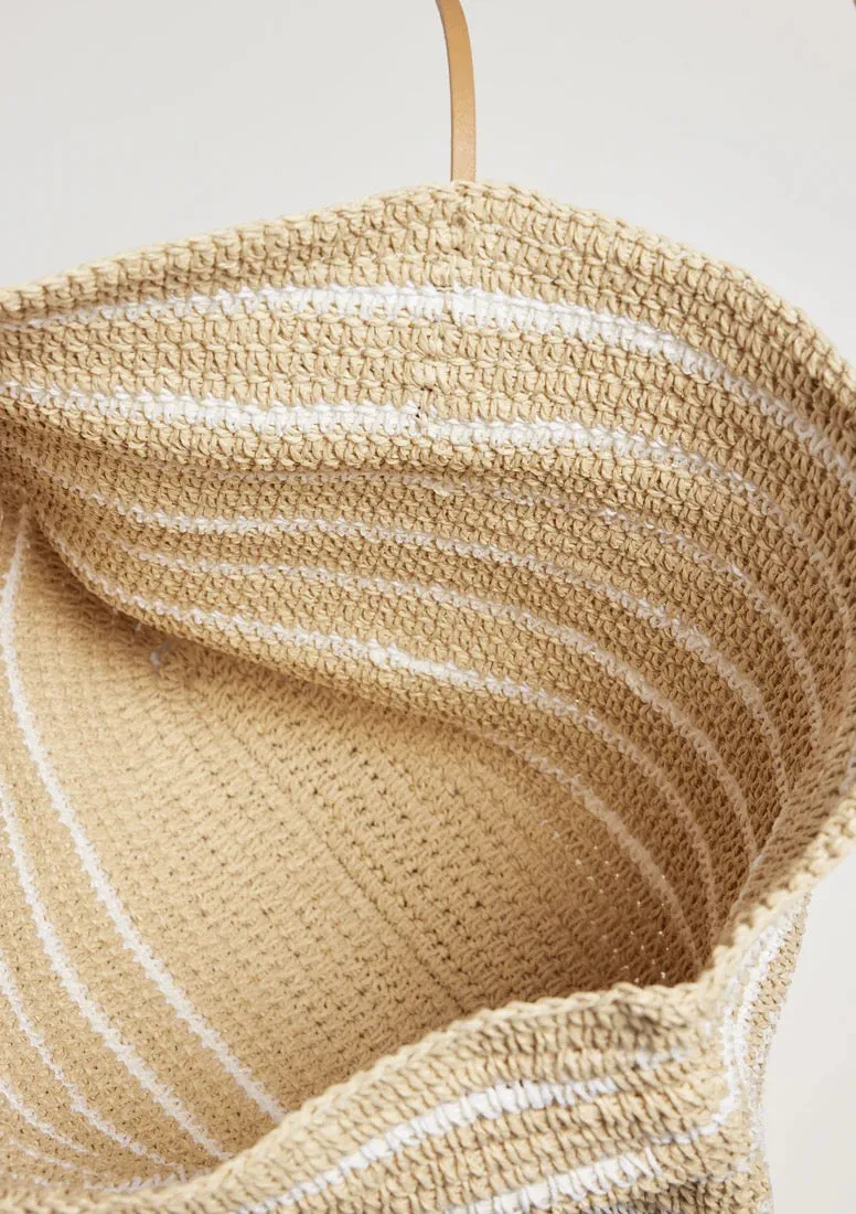 Hat Attack Stella Stripe Tote Natural White Stripe