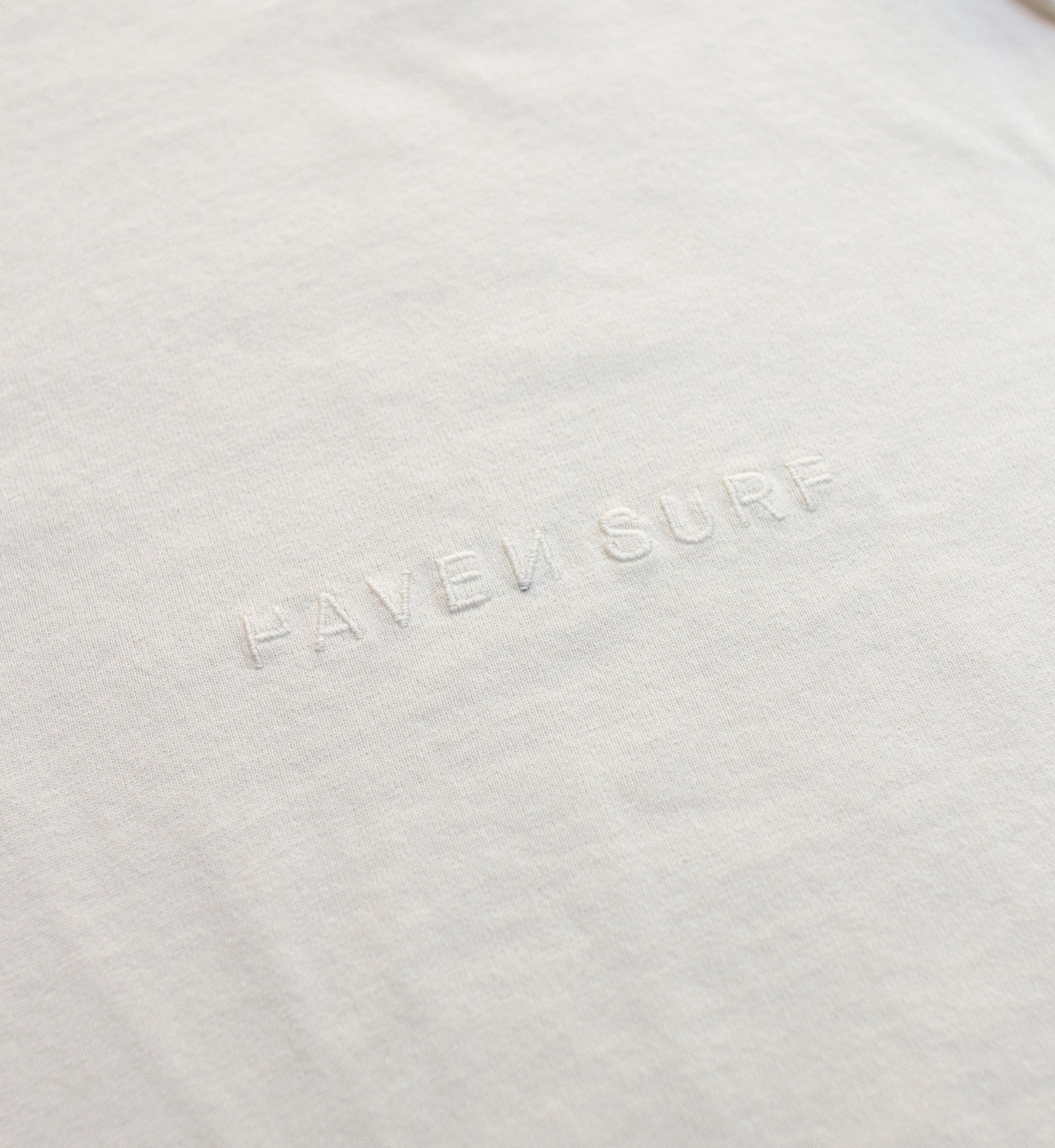 Haven Surf - Base Heavy Weight  OS Tee w/ embroidery - Old White