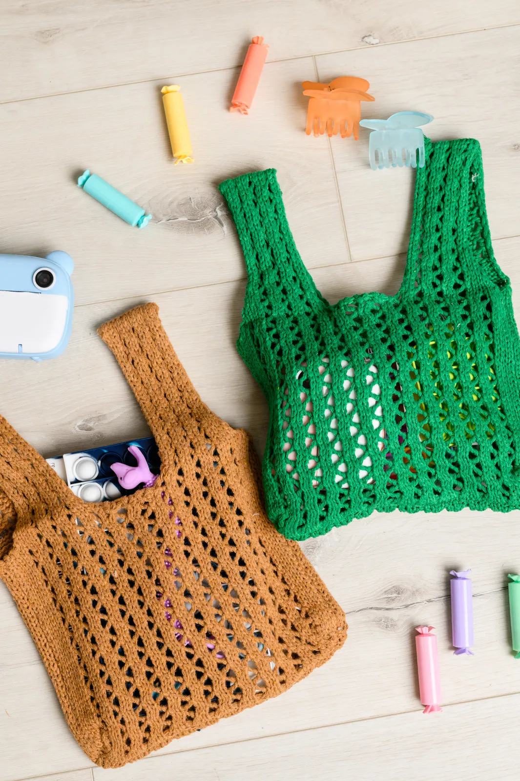 Hazel Blues® |  Girls Day Open Weave Bag in Green