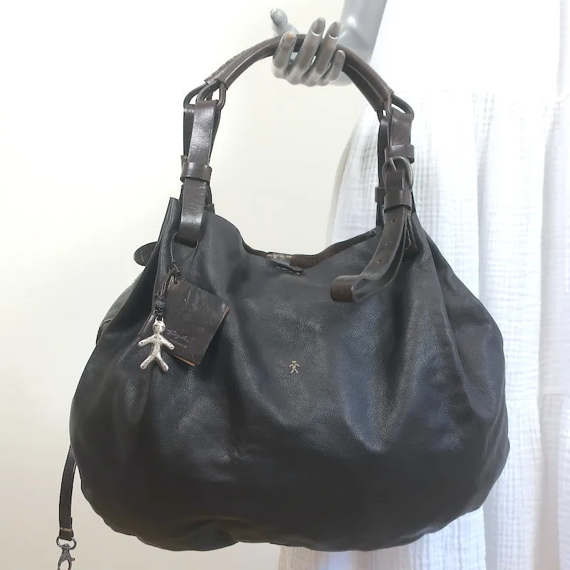 Henry Beguelin Hobo Dark Brown Leather Large Shoulder Bag