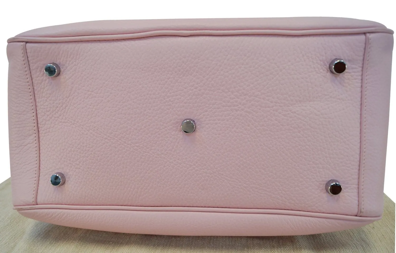 HERMES 34cm Pink Clemence Leather Palladium Plated Lindy Bag