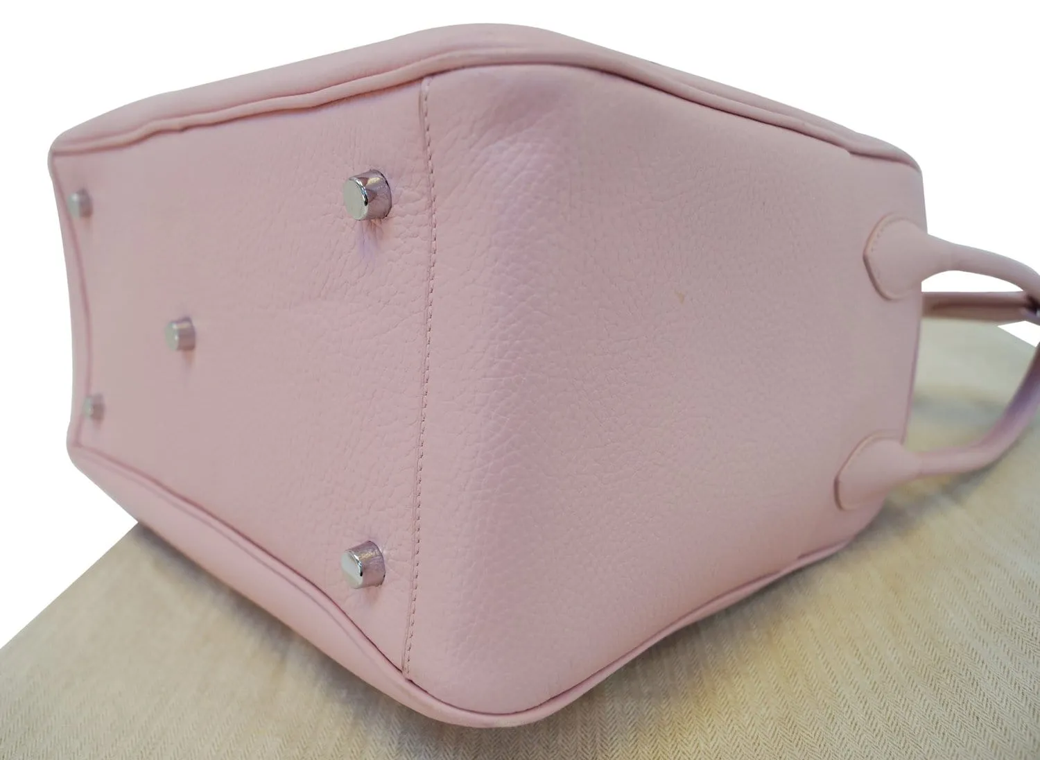 HERMES 34cm Pink Clemence Leather Palladium Plated Lindy Bag