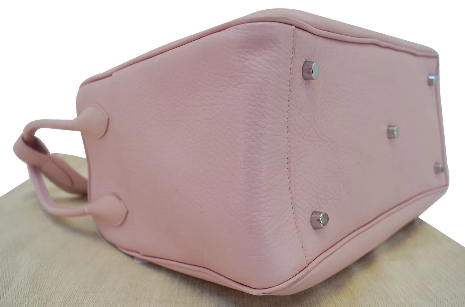 HERMES 34cm Pink Clemence Leather Palladium Plated Lindy Bag