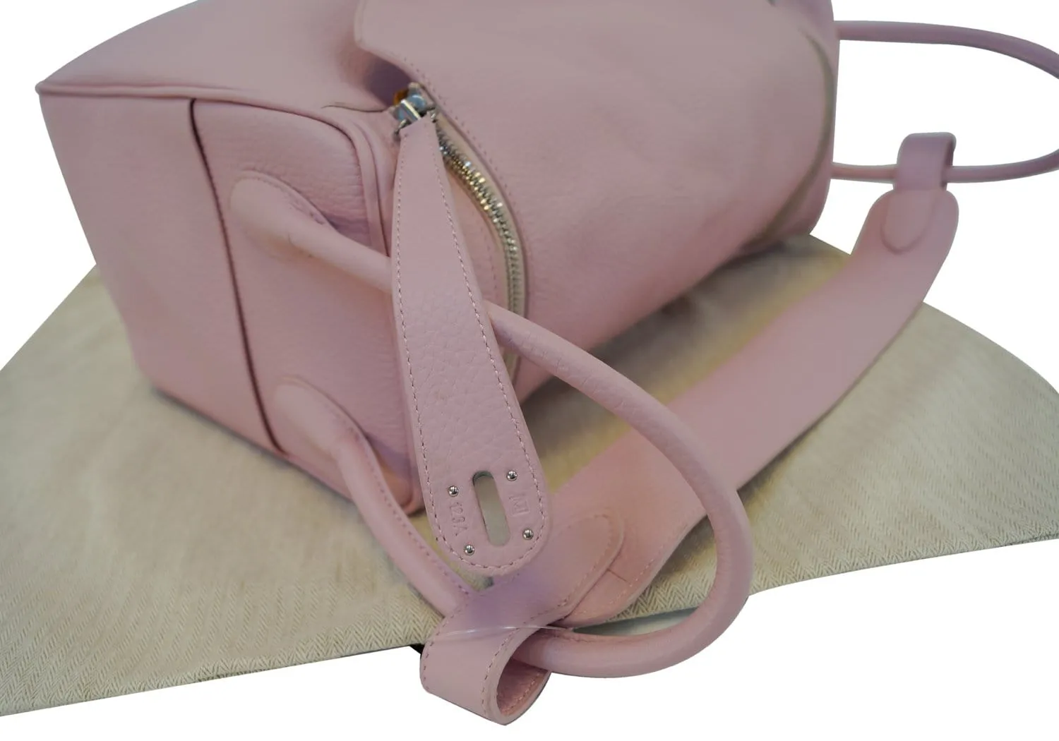 HERMES 34cm Pink Clemence Leather Palladium Plated Lindy Bag