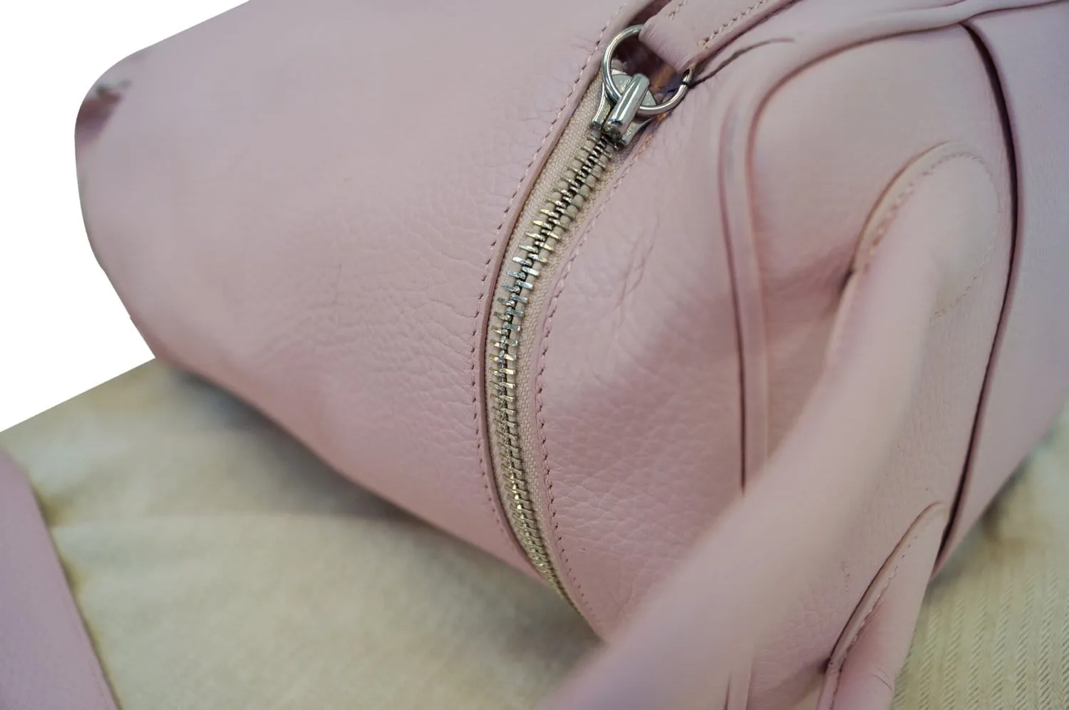 HERMES 34cm Pink Clemence Leather Palladium Plated Lindy Bag