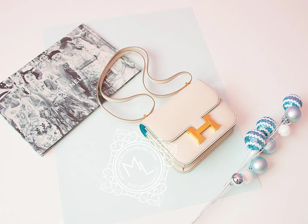 Hermes Constance Mini 18 Craie   Blue Paon Epsom Handbag