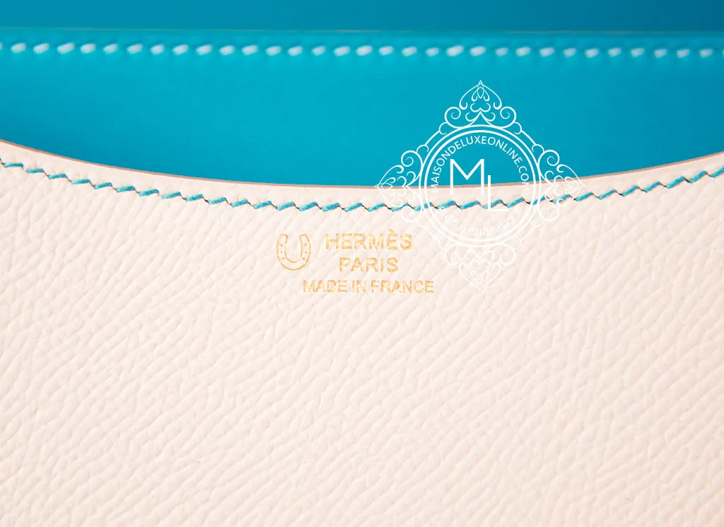 Hermes Constance Mini 18 Craie   Blue Paon Epsom Handbag
