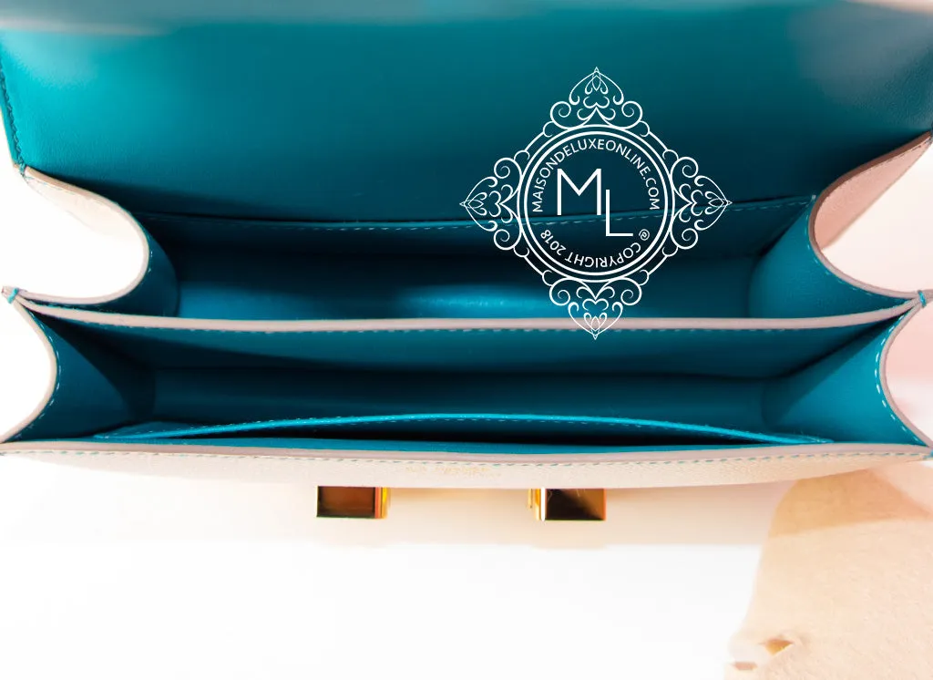 Hermes Constance Mini 18 Craie   Blue Paon Epsom Handbag