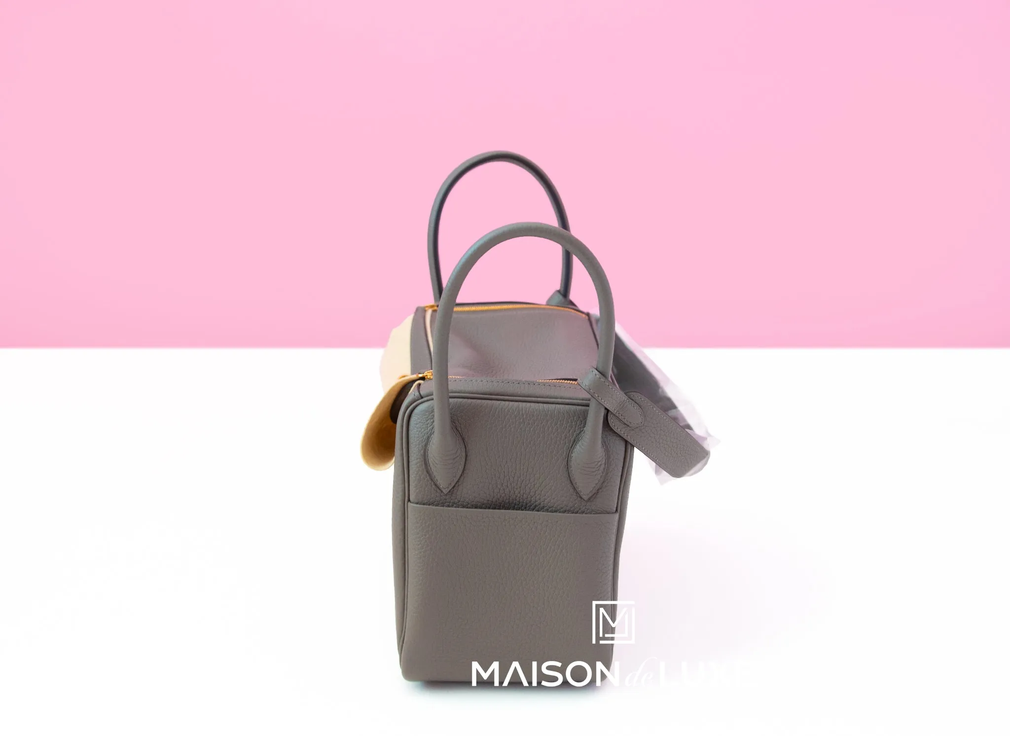 Hermes Etain Gray Clemence Lindy 26 Handbag