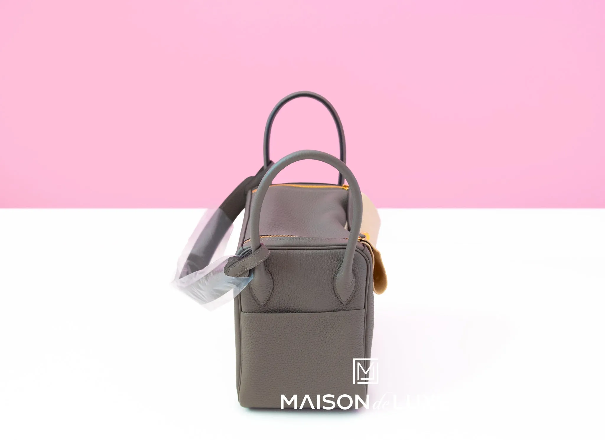 Hermes Etain Gray Clemence Lindy 26 Handbag