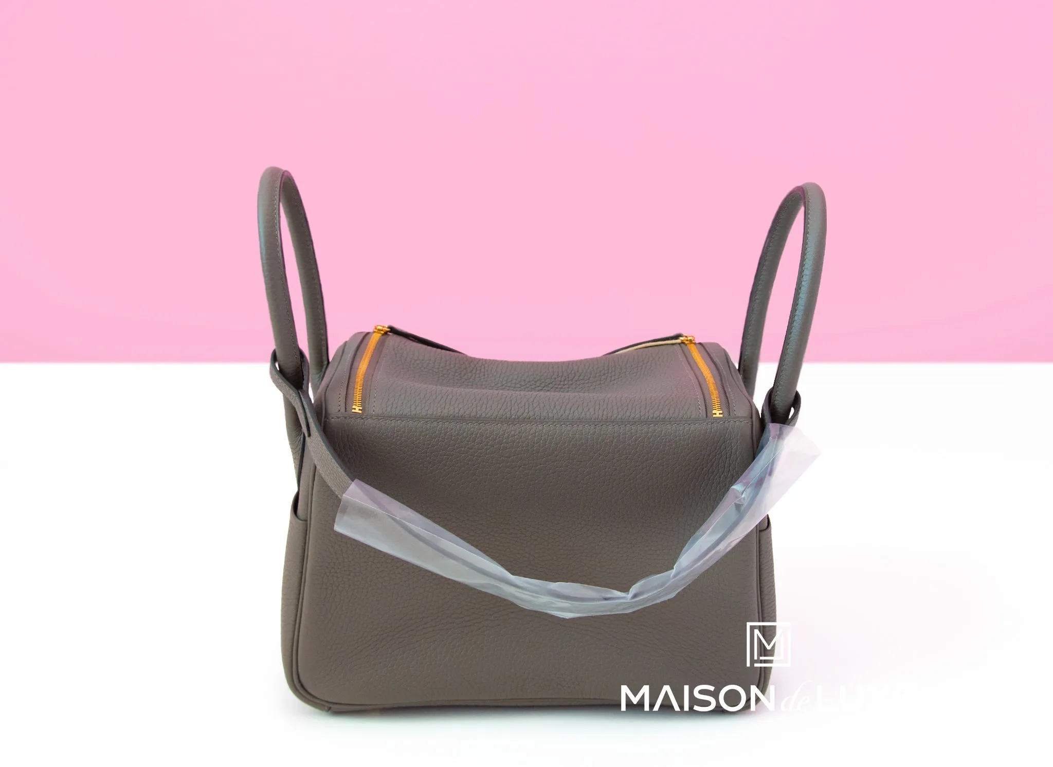 Hermes Etain Gray Clemence Lindy 26 Handbag