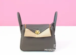 Hermes Etain Gray Clemence Lindy 26 Handbag