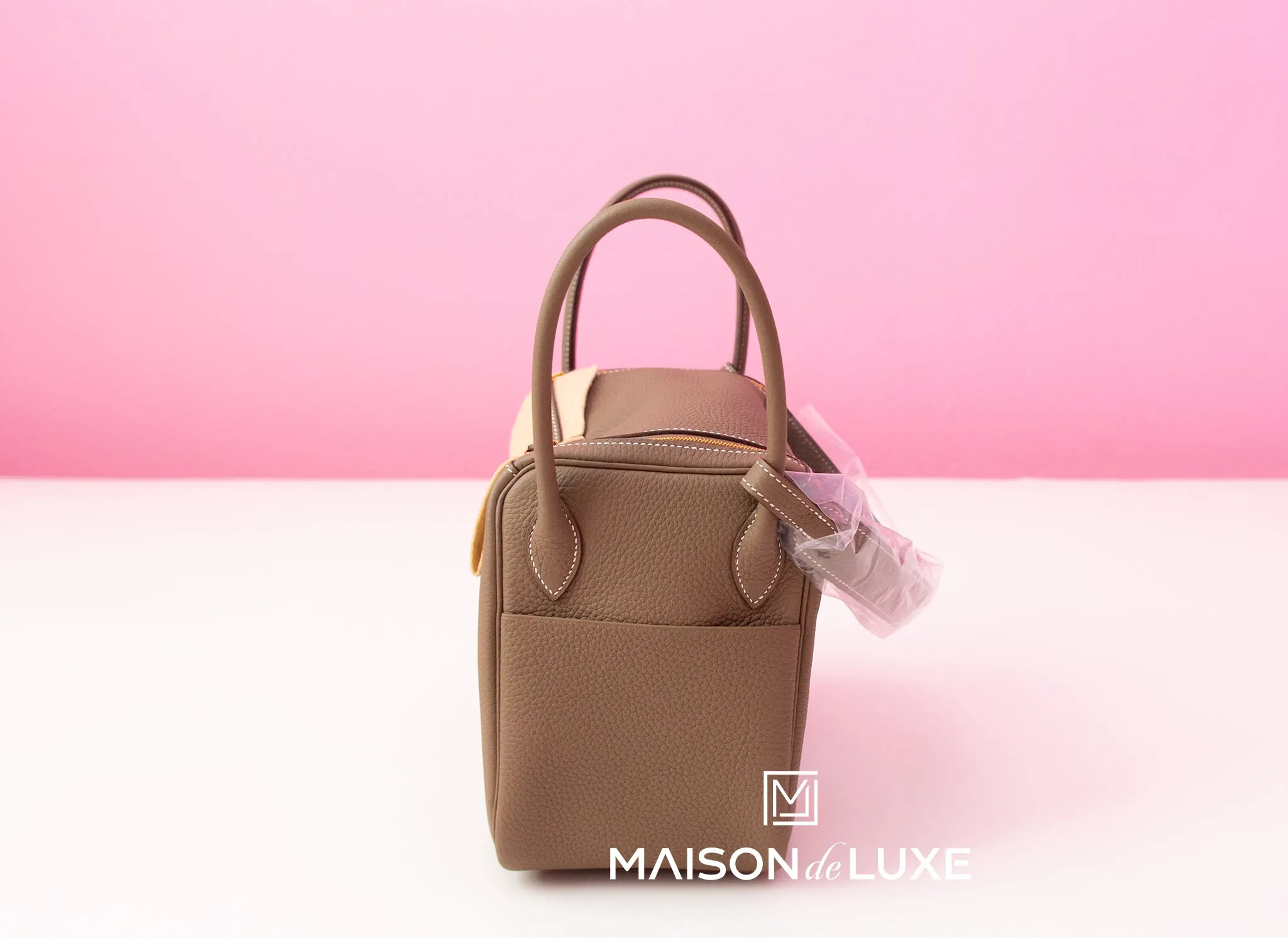 Hermes Etoupe Clemence Lindy 26 Handbag