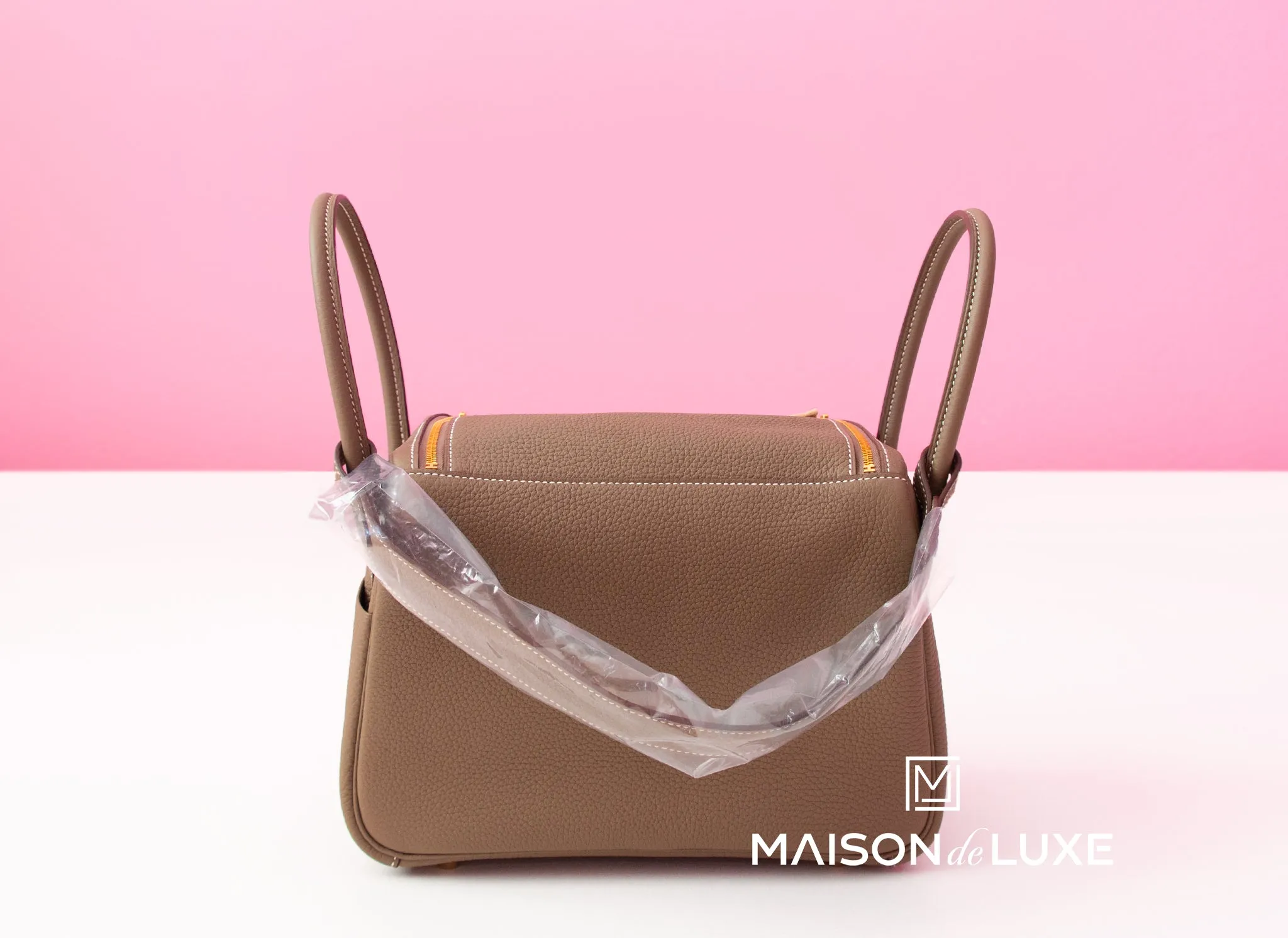 Hermes Etoupe Clemence Lindy 26 Handbag