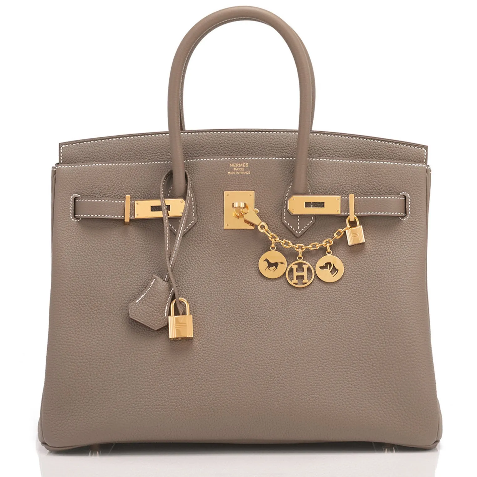 Hermes Etoupe Togo 35cm Birkin Bag Gold Hardware