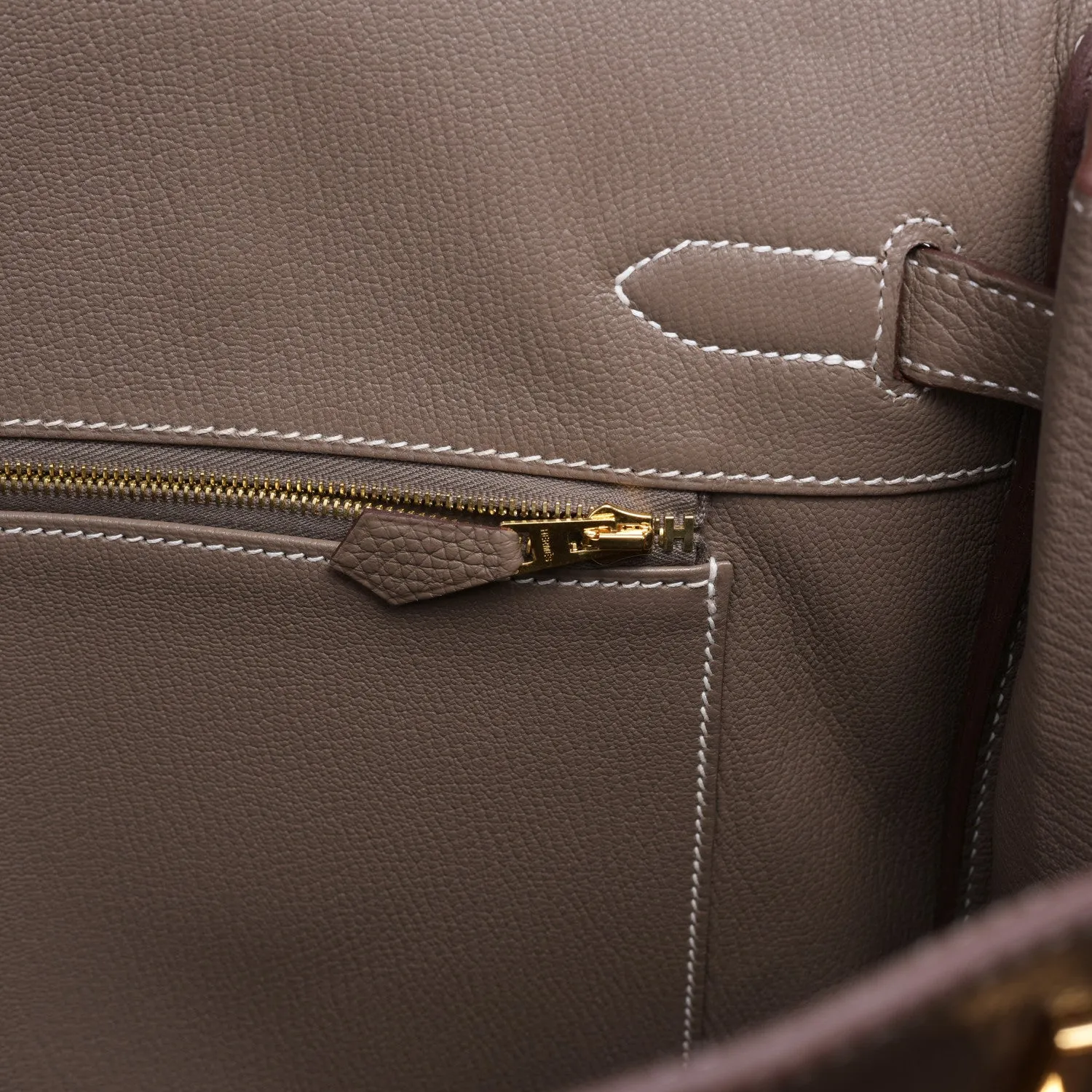 Hermes Etoupe Togo 35cm Birkin Bag Gold Hardware