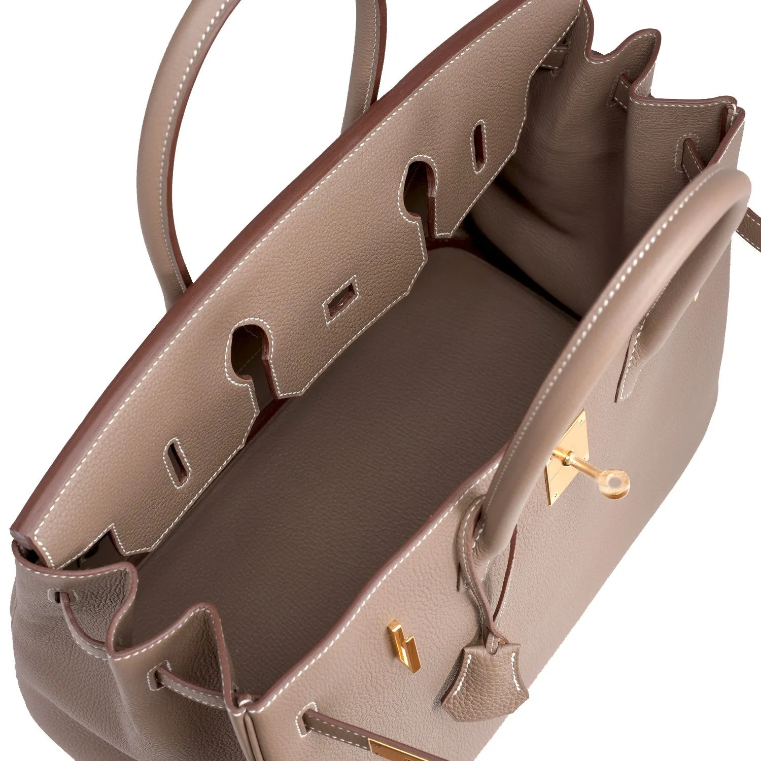 Hermes Etoupe Togo 35cm Birkin Bag Gold Hardware