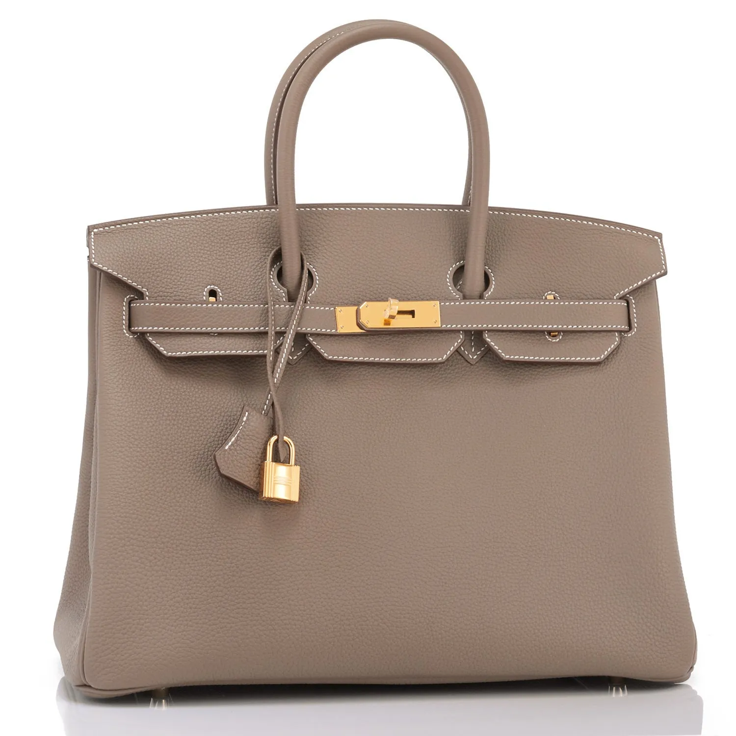 Hermes Etoupe Togo 35cm Birkin Bag Gold Hardware