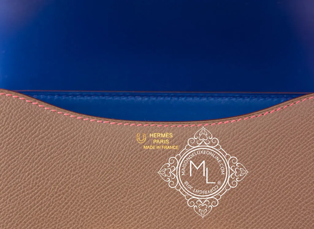 Hermes HSS Constance Mini 18 Etoupe   Blue Electrique Epsom Handbag