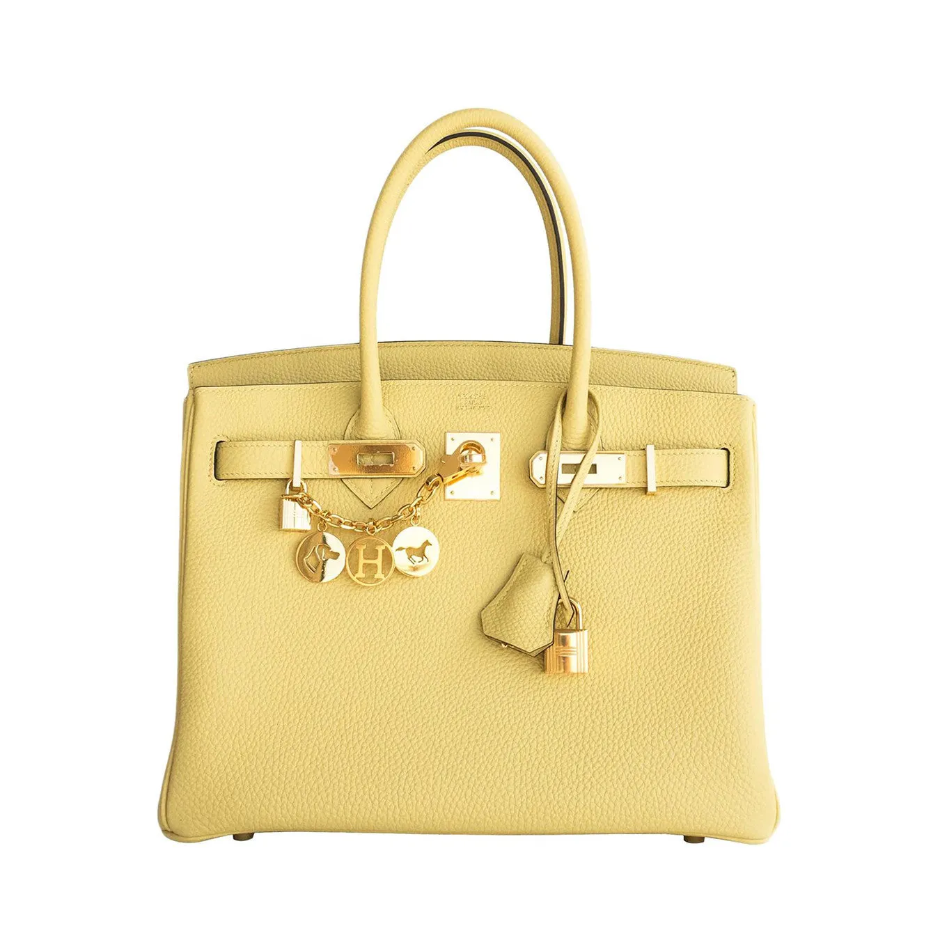 Hermes Jaune Poussin 30cm Togo Birkin Gold GHW Satchel Bag Sublime