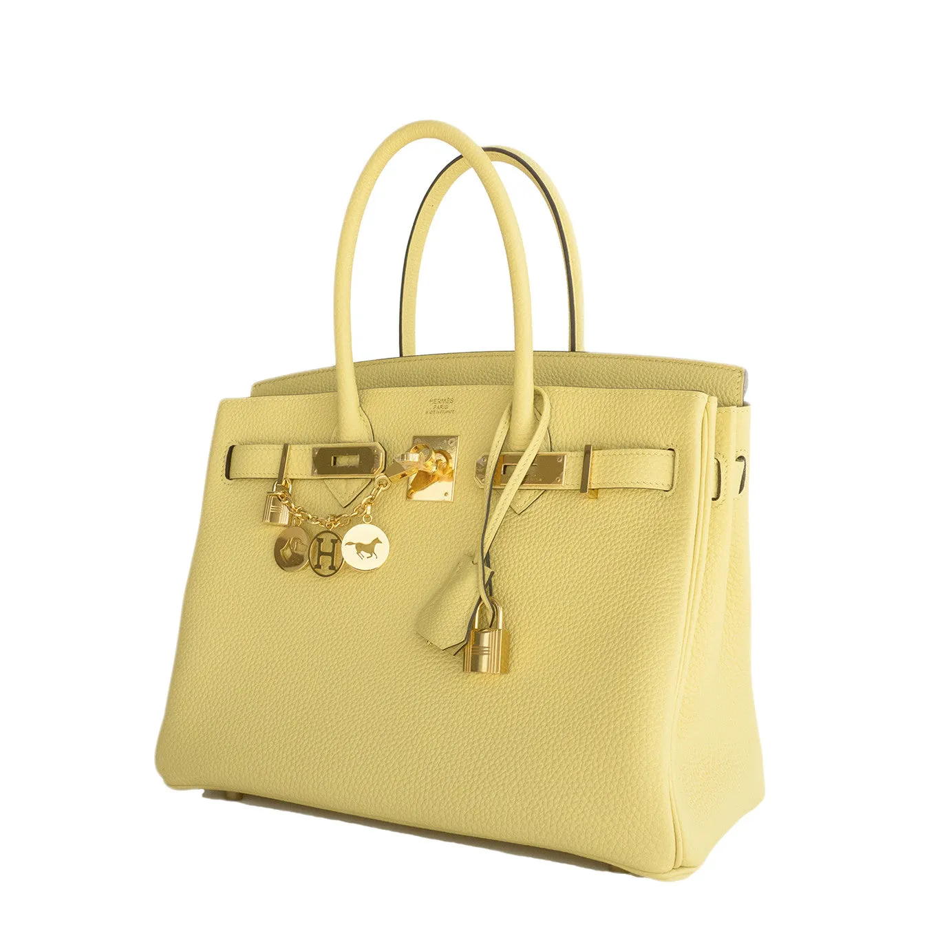 Hermes Jaune Poussin 30cm Togo Birkin Gold GHW Satchel Bag Sublime