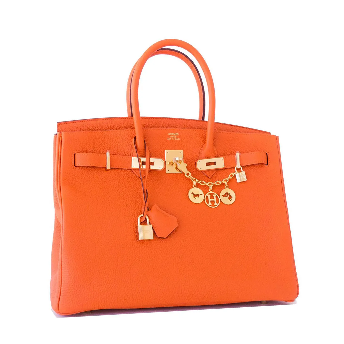 Hermes Orange 35cm Birkin Gold GHW Tote Bag X Stamp Iconic Summer!