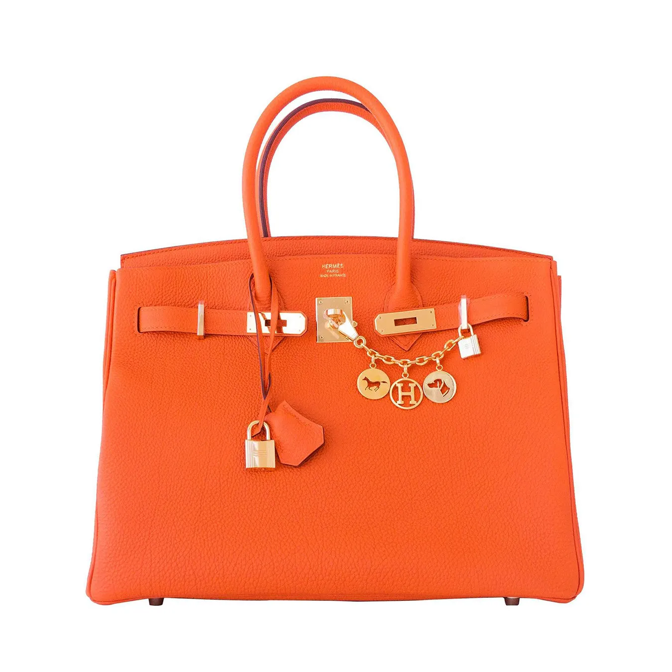 Hermes Orange 35cm Birkin Gold GHW Tote Bag X Stamp Iconic Summer!