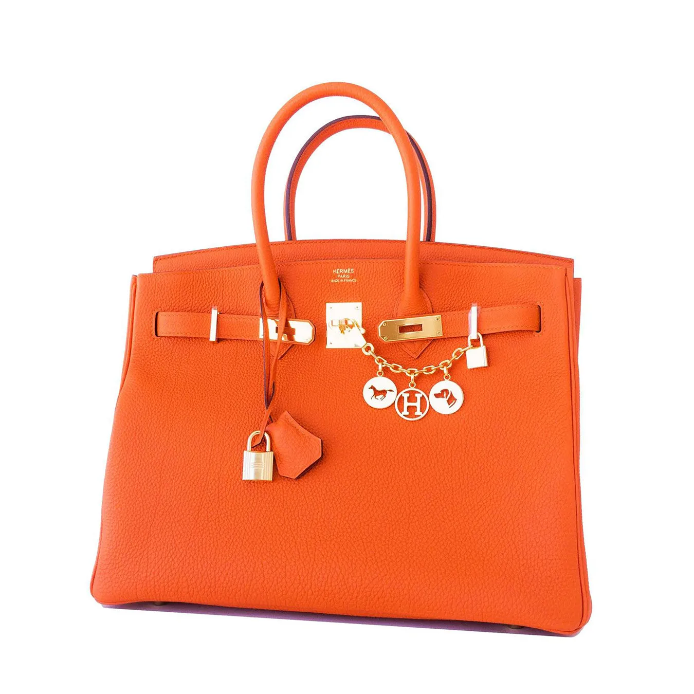 Hermes Orange 35cm Birkin Gold GHW Tote Bag X Stamp Iconic Summer!