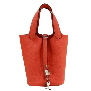 HERMES Picotin Lock 18 Taurillon Clemence Leather Hobo Bag Light Pink