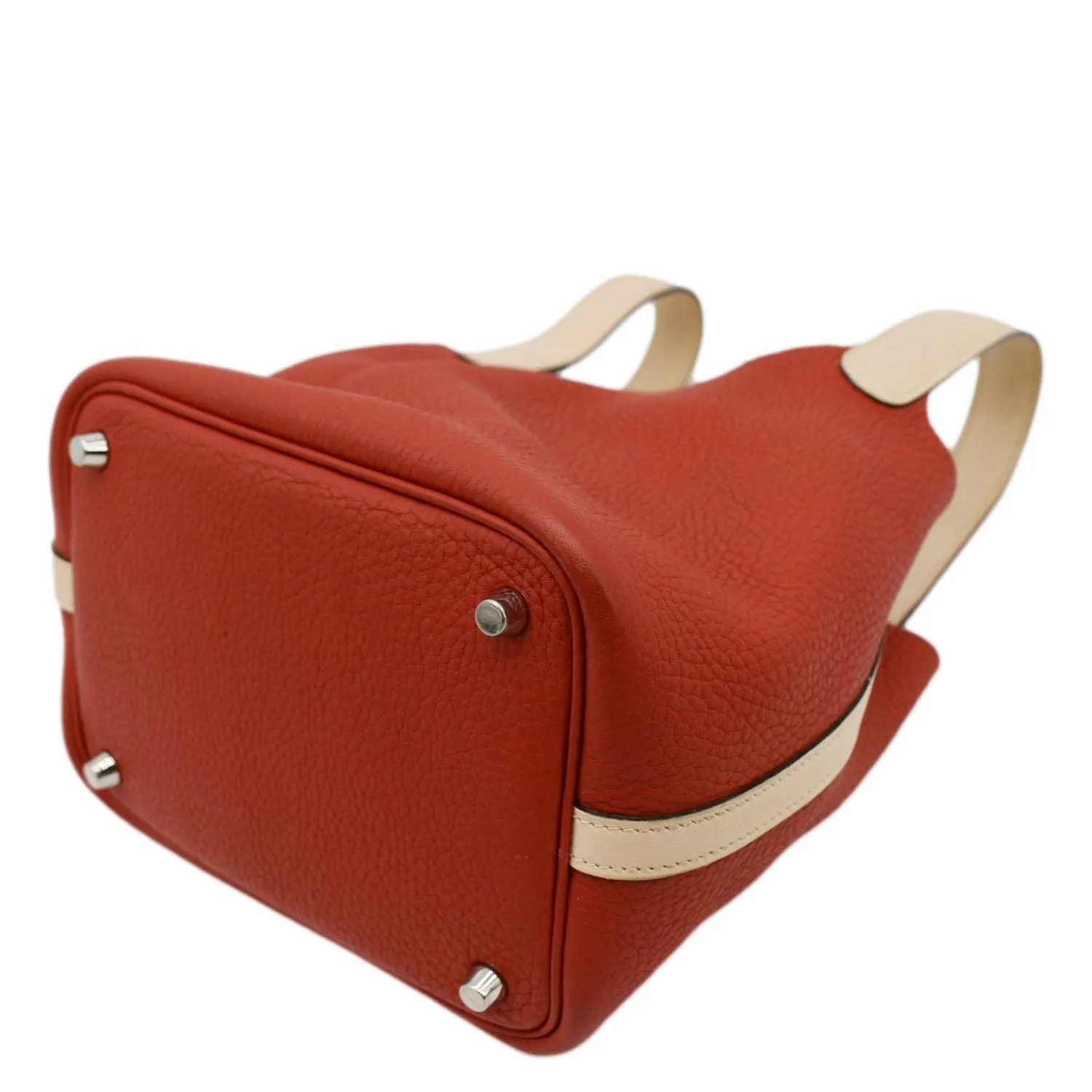 HERMES Picotin Lock 18 Taurillon Clemence Leather Hobo Bag Red