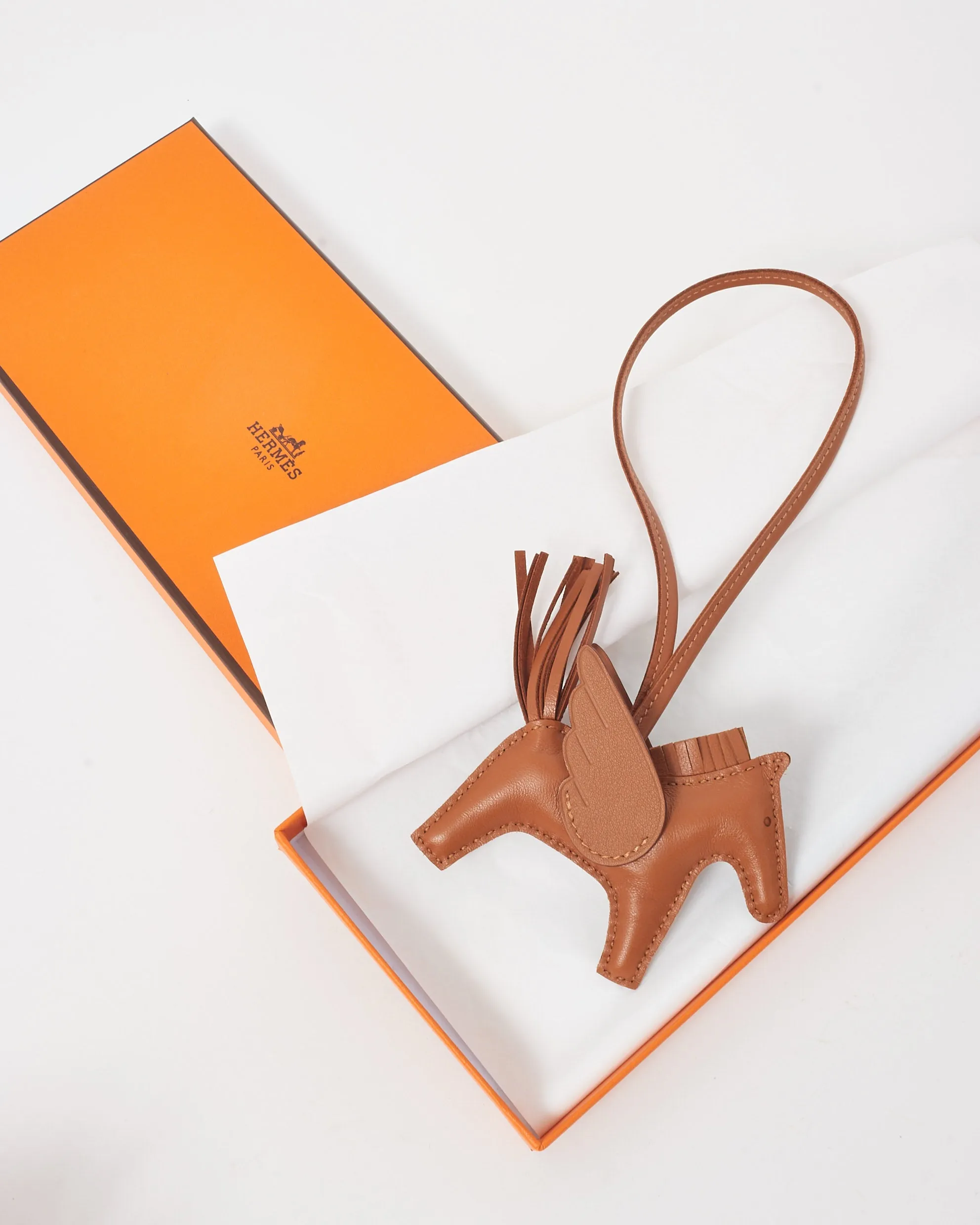 Hermès Gold Leather Pegasus Rodeo Charm