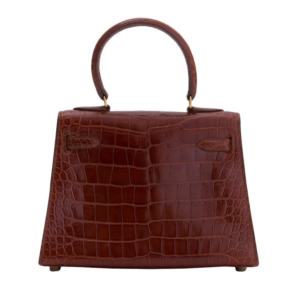 Hermès Mini Kelly Miel Crocodile Bag Palladium Hardware