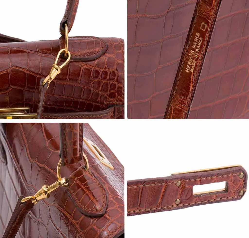 Hermès Mini Kelly Miel Crocodile Bag Palladium Hardware