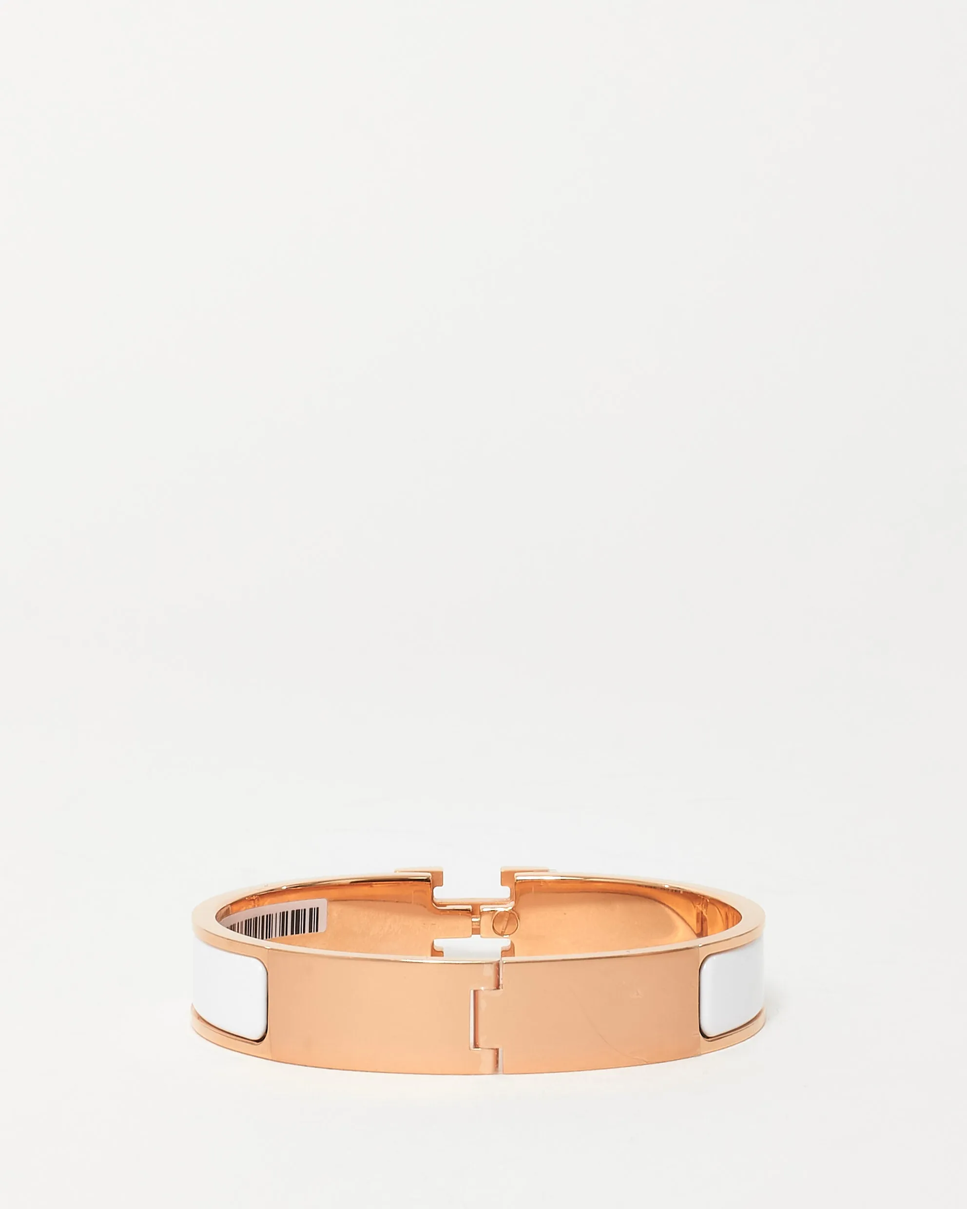 Hermès White Enamel Narrow H Clic Clac Bracelet RGHW - GM