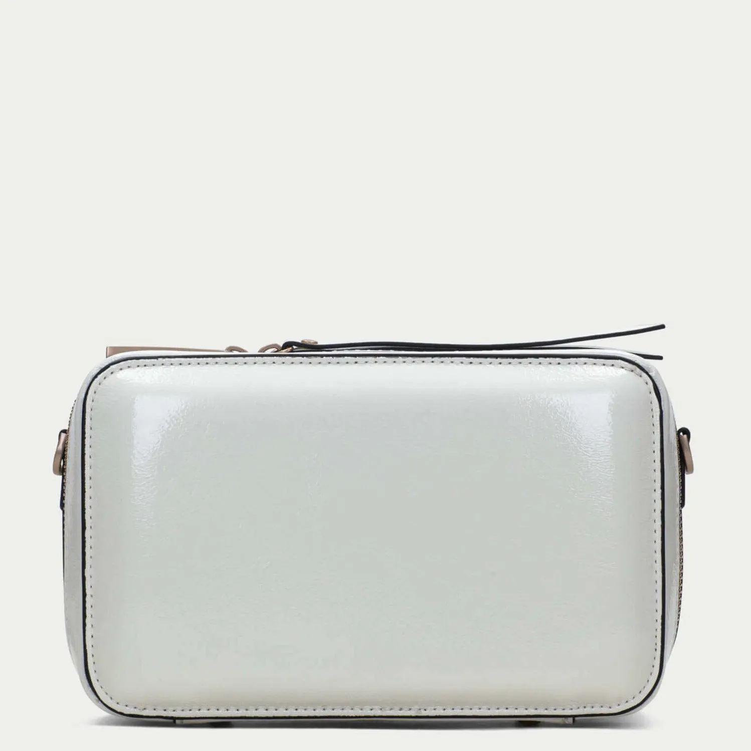 Hispanitas Black & White Smooth Leather Crossbody Camera Bag