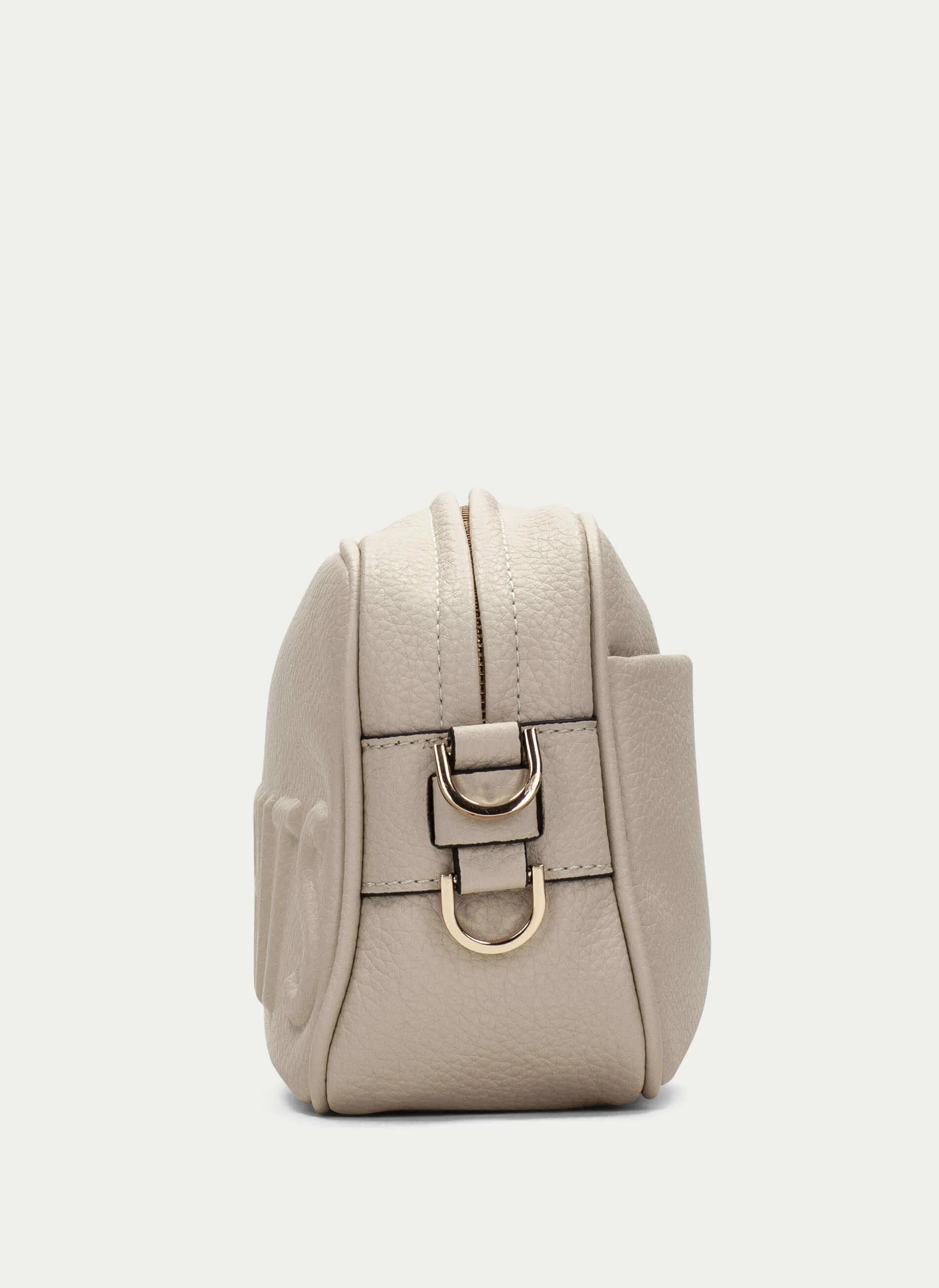 Hispanitas Embossed Leather Crossbody Chain Strap Bag - Cream